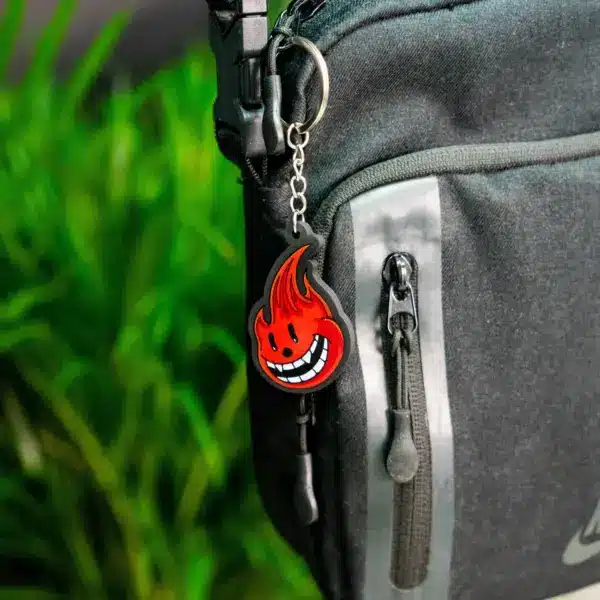 a key chain on a bag